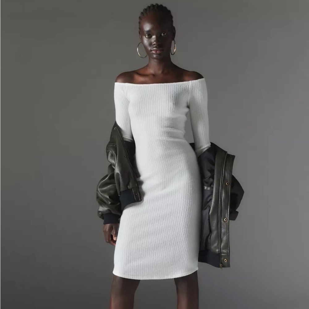 Urban Outfitters Silence + Noise Cookie Cozy Off The Shoulder Midi Dress L NWT